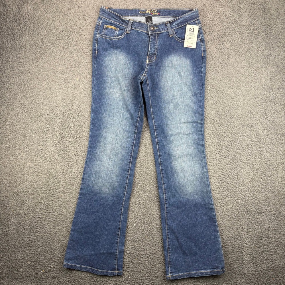 Southpole Women Jeans Size 9 Sand Blue Bootcut Low Rise Y2K NWT 6123-3004